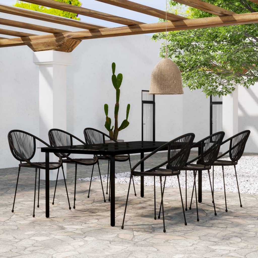 vidaXL 7 Piece Garden Dining Set Black