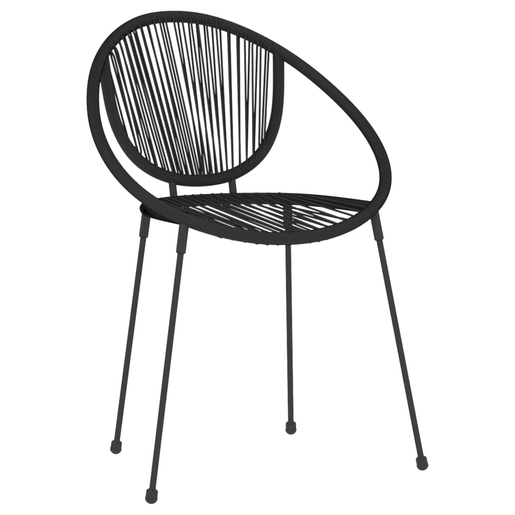 vidaXL Dining Set | Black | Powder-coated steel, glass, PVC rattan | Stackable