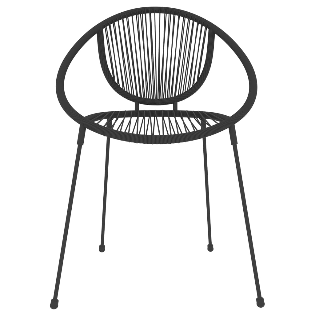 vidaXL Dining Set | Black | Powder-coated steel, glass, PVC rattan | Stackable