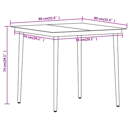 vidaXL Dining Set | Black | Powder-coated steel, glass, PVC rattan | Stackable