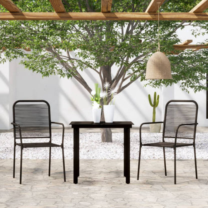 vidaXL Dining Set | Black | Powder-coated steel, glass, cotton rope | Durable