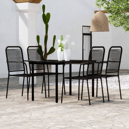vidaXL Dining Set | Black | Powder-Coated Steel | Medium |  Durable