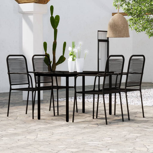 vidaXL Dining Set | Black | Powder-Coated Steel | Medium |  Durable