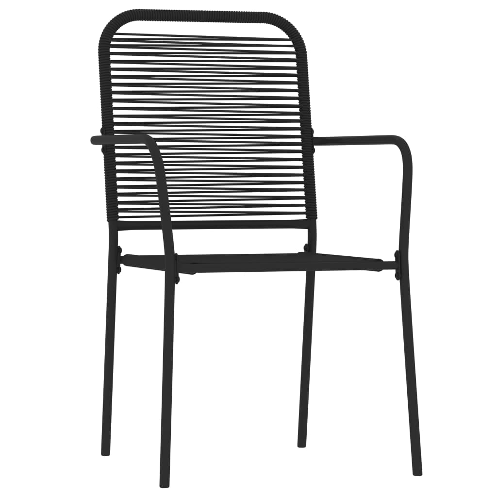 vidaXL Dining Set | Black | Powder-coated steel, glass, cotton rope | Medium