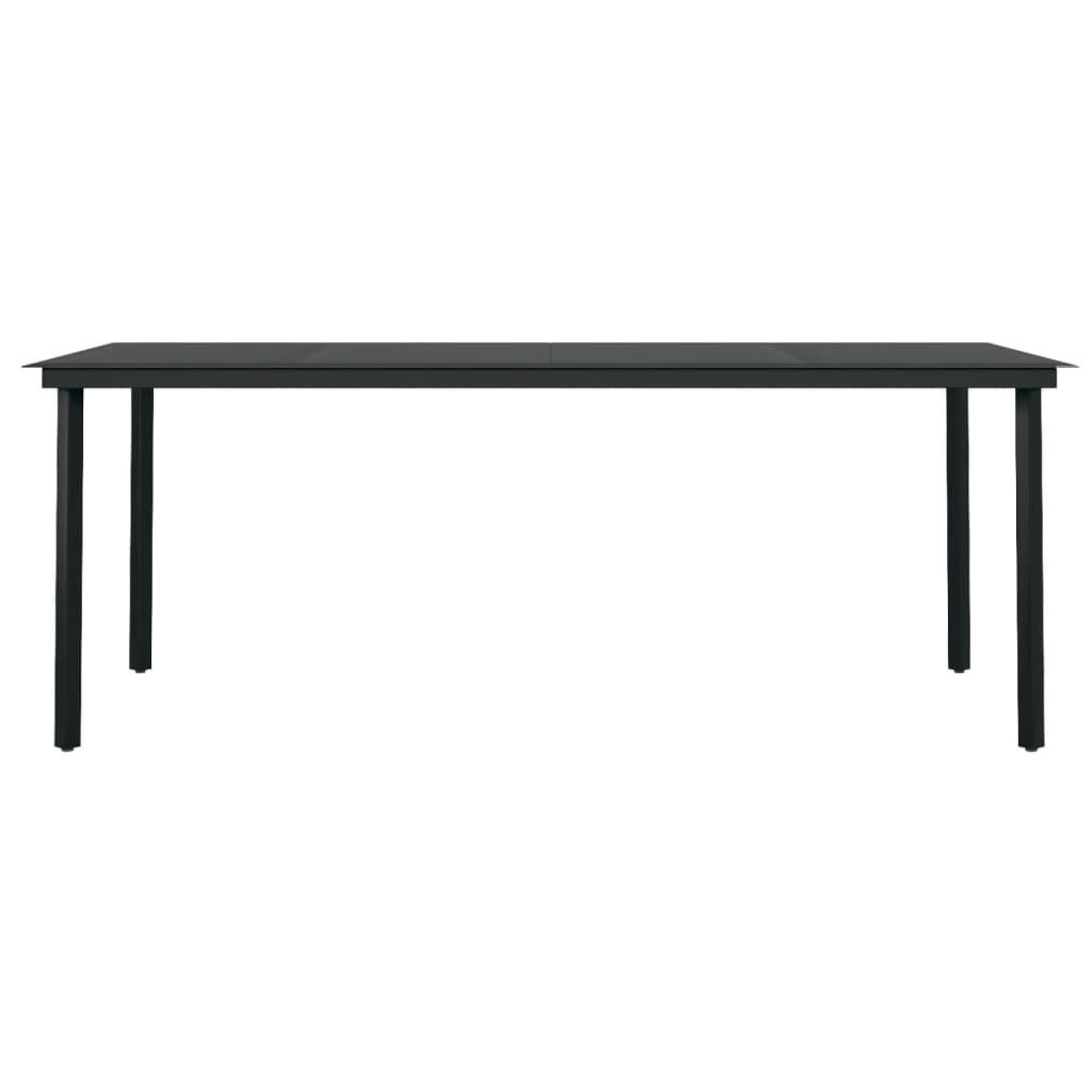 vidaXL Dining Set | Black | Powder-coated steel, tempered glass, cotton rope