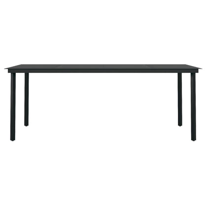vidaXL Dining Set | Black | Powder-coated steel, tempered glass, cotton rope