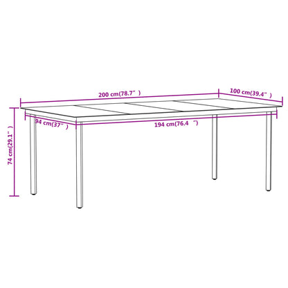 vidaXL Dining Set | Black | Powder-coated steel, glass, cotton rope | Large