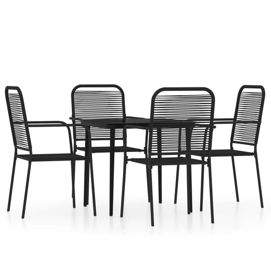 vidaXL Dining Set | Black | Powder-coated steel, glass, cotton rope | Standard