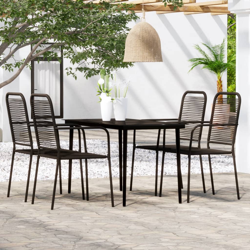 vidaXL Dining Set | Black | Powder-coated steel | 5 Piece Set | Durable