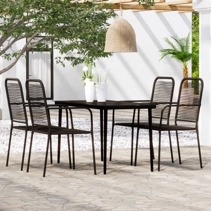 vidaXL Dining Set | Black | Powder-coated steel | 5 Piece Set | Durable