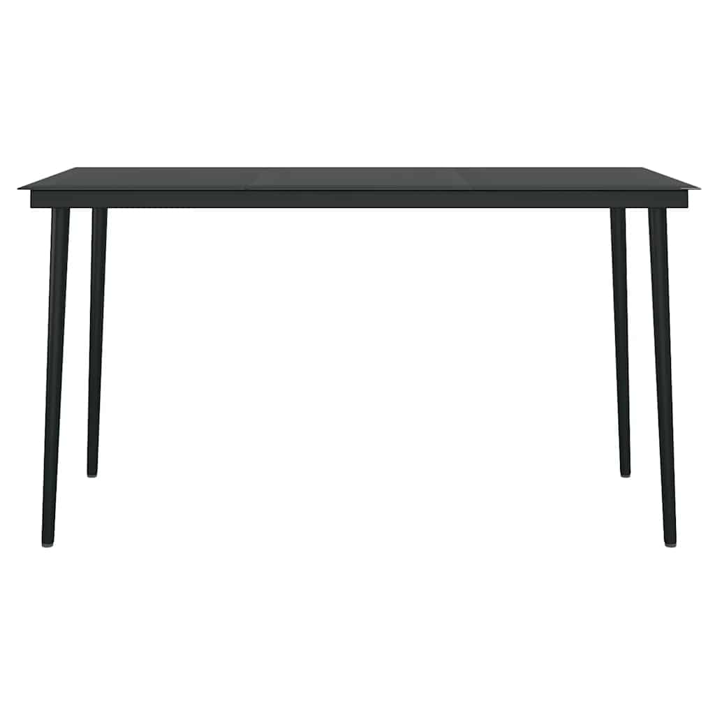 vidaXL Dining Set | Black | Powder-coated steel, cotton rope, tempered glass