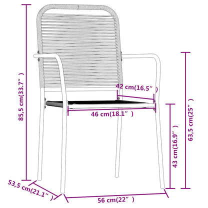 vidaXL Dining Set | Black | Powder-coated steel, cotton rope, tempered glass