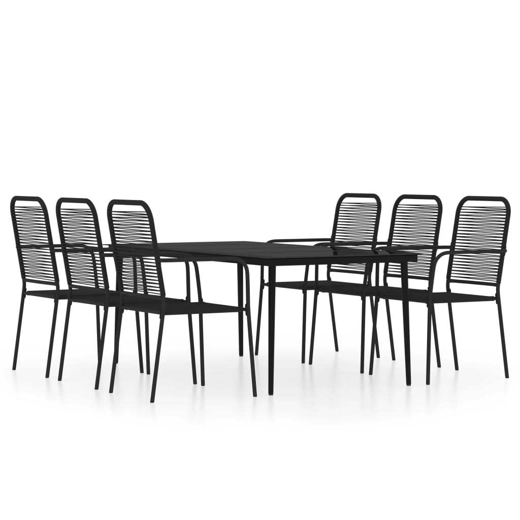 vidaXL Dining Set | Black | Powder-coated steel | Large |  Durable  | Dining Set