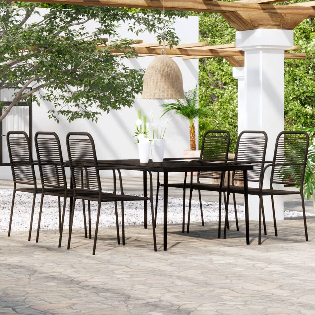 vidaXL Dining Set | Black | Powder-coated steel | Large |  Durable  | Dining Set