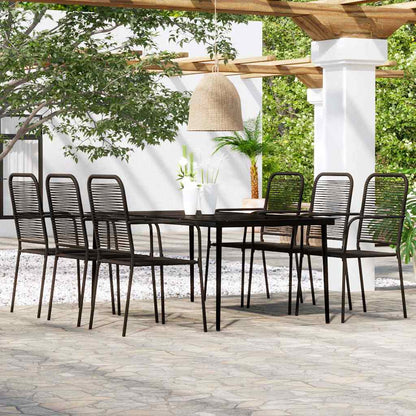 vidaXL 7 Piece Garden Dining Set Black