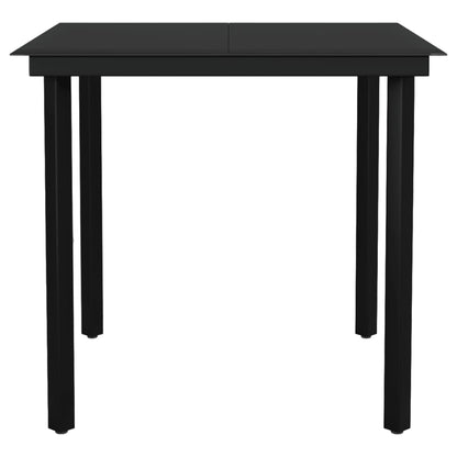vidaXL Dining Set | Black | Powder-Coated Steel, Glass, PVC Rattan | Medium