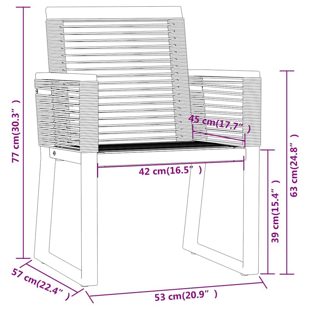 vidaXL 3 Piece Garden Dining Set Black