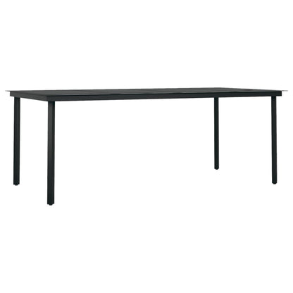 vidaXL Dining Set | Black | Powder-coated steel, glass, PVC rattan | Large