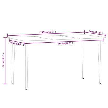 vidaXL Dining Set | Black | Powder-coated steel, glass, PVC rattan | Medium