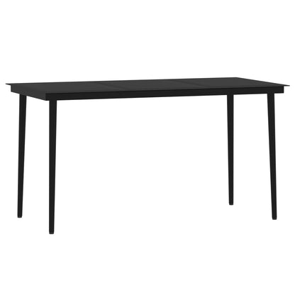 vidaXL Dining Set | Black | Powder-coated steel, glass, PVC rattan | 7 Piece