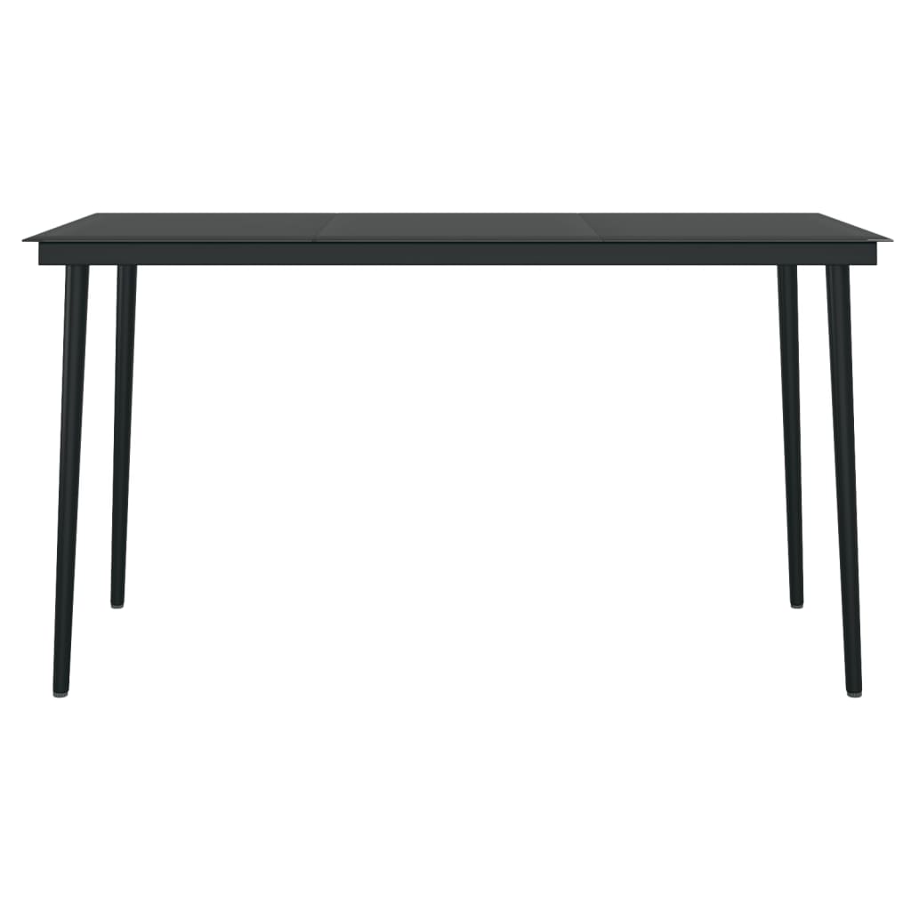 vidaXL Dining Set | Black | Powder-coated steel, glass, PVC rattan | 7 Piece