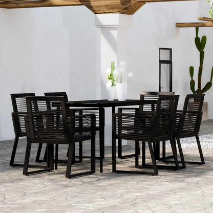 vidaXL 7 Piece Garden Dining Set Black