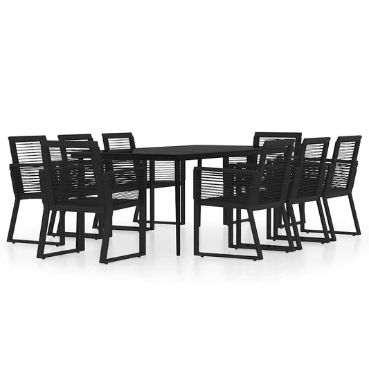 vidaXL 9 Piece Garden Dining Set Black