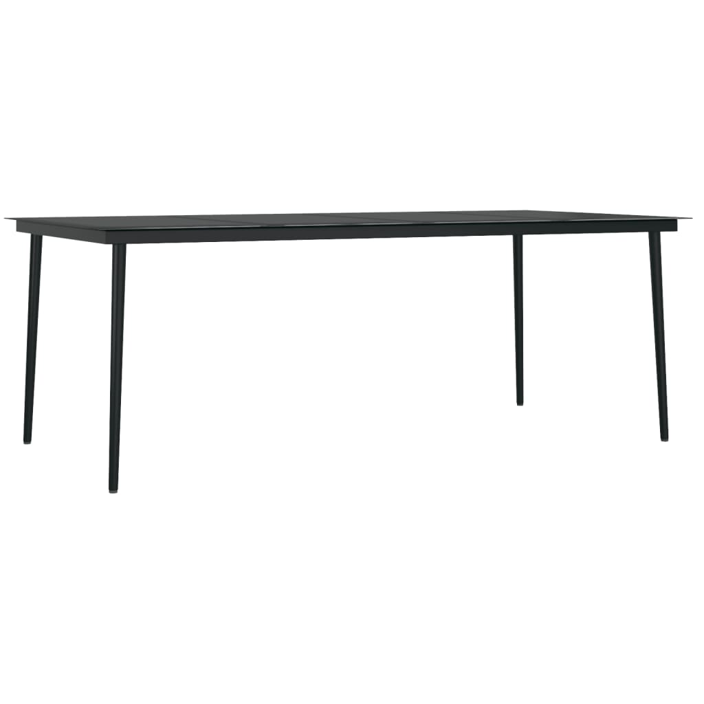 vidaXL Dining Set | Black | Powder-coated steel, glass, PVC rattan | Large