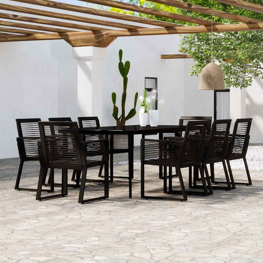 vidaXL 9 Piece Garden Dining Set Black