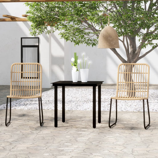 vidaXL Dining Set | Oak and Black | PE Rattan and Powder-Coated Steel | Standard