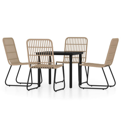 vidaXL Dining Set | Oak and Black | PE Rattan | Medium | Lightweight