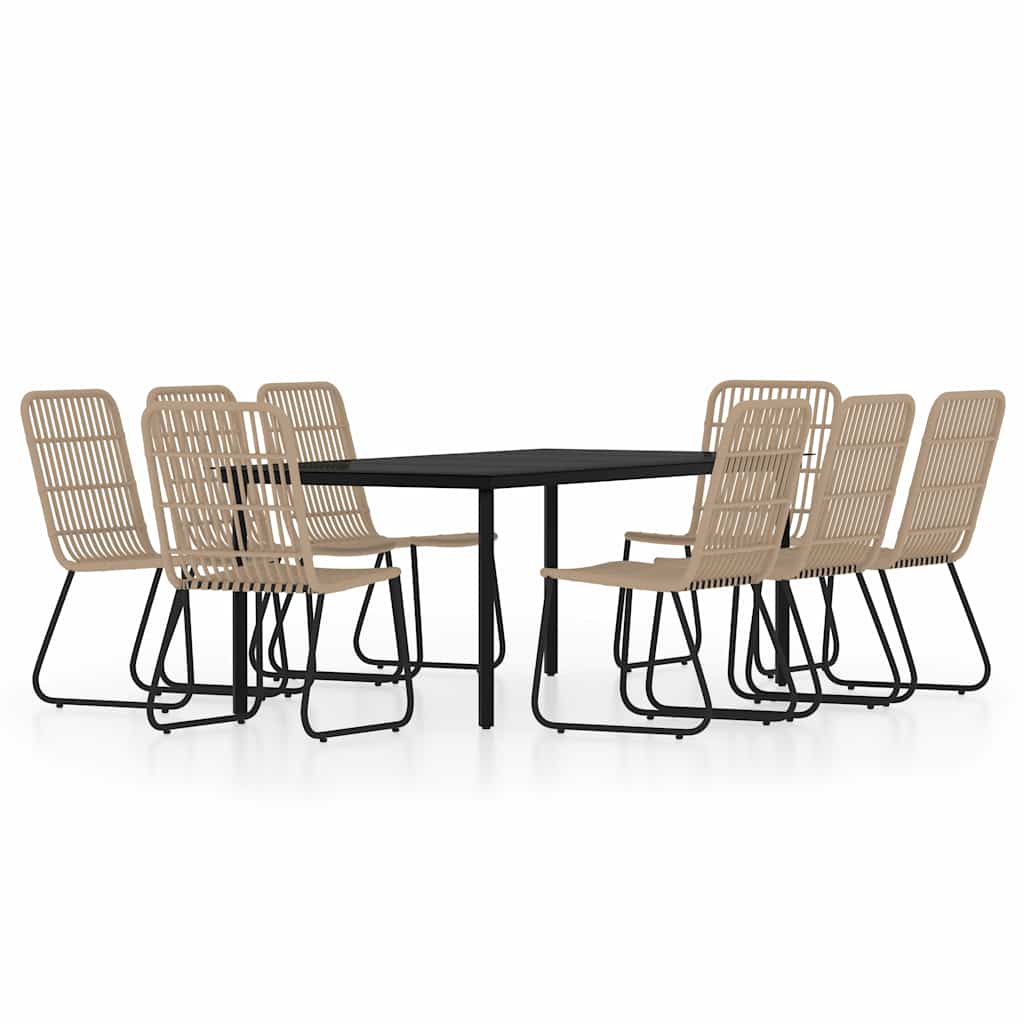 vidaXL 9 Piece Garden Dining Set Oak