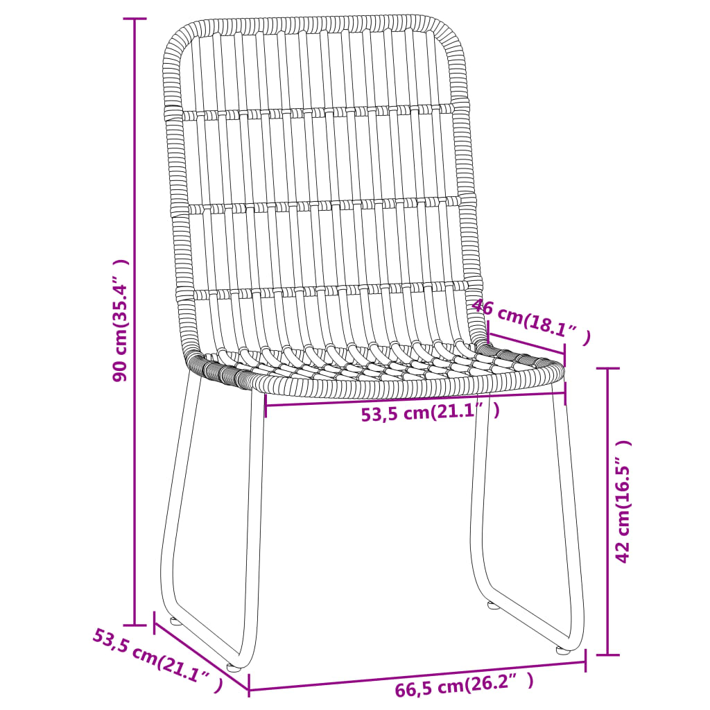vidaXL Dining Set | Black | Powder-coated steel, glass, PE rattan