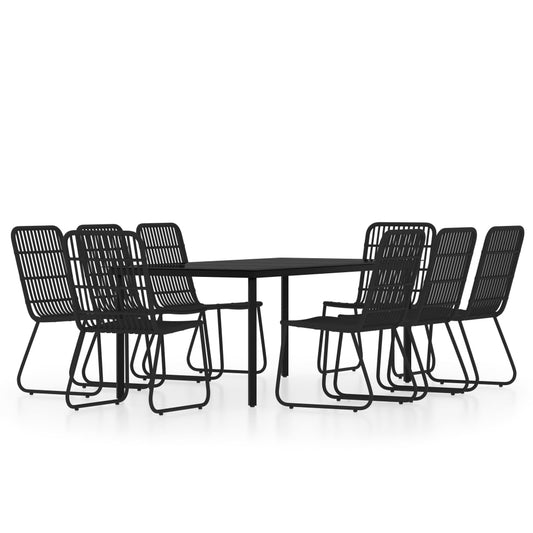 vidaXL 9 Piece Garden Dining Set Black