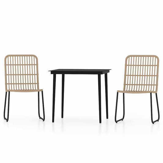 vidaXL Dining Set | Oak and Black | PE rattan | Medium | Stackable | Dining Set