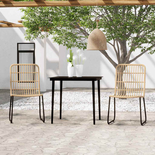 vidaXL Dining Set | Oak and Black | PE rattan | Medium | Stackable | Dining Set