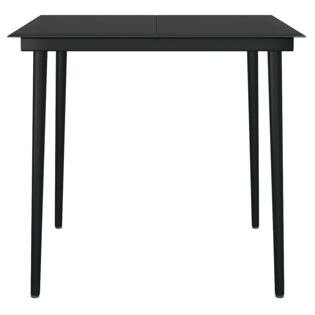 vidaXL Dining Set | Oak and Black | PE Rattan and Powder-Coated Steel