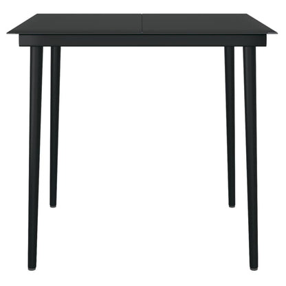 vidaXL Dining Set | Oak and Black | PE Rattan and Powder-Coated Steel