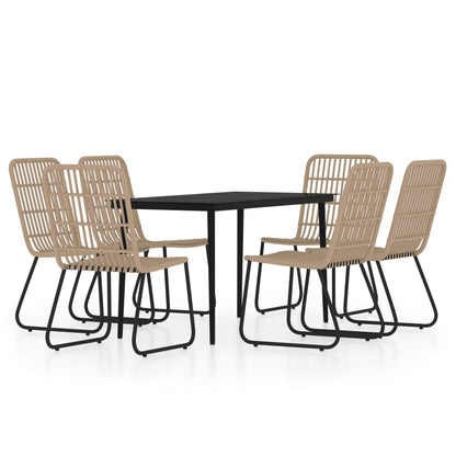 vidaXL Dining Set | Black | PE rattan, powder-coated steel | 7 Piece Set