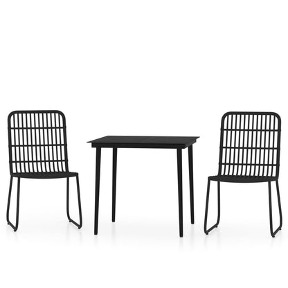 vidaXL Dining Set | Black | PE rattan, powder-coated steel, glass | Medium