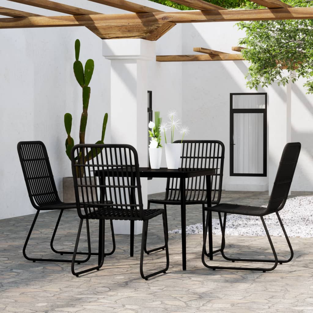 vidaXL Dining Set | Black | Powder-coated Steel | Medium | Lightweight