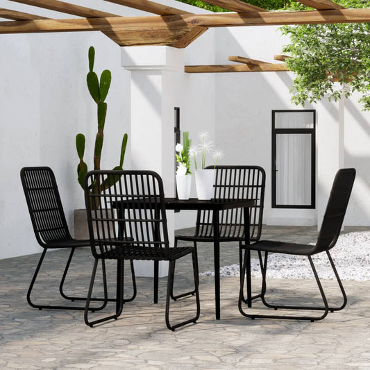 vidaXL Dining Set | Black | Powder-coated Steel | Medium | Lightweight