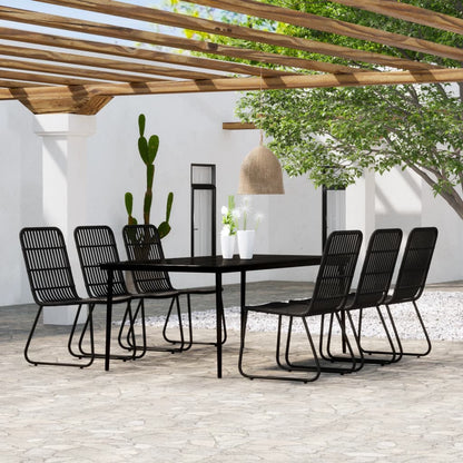 vidaXL Dining Set | Black | Powder-coated steel | Large | UV-resistant materials