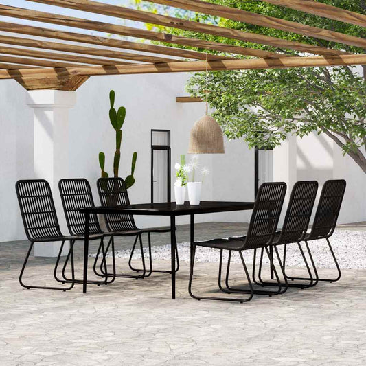 vidaXL 7 Piece Garden Dining Set Black
