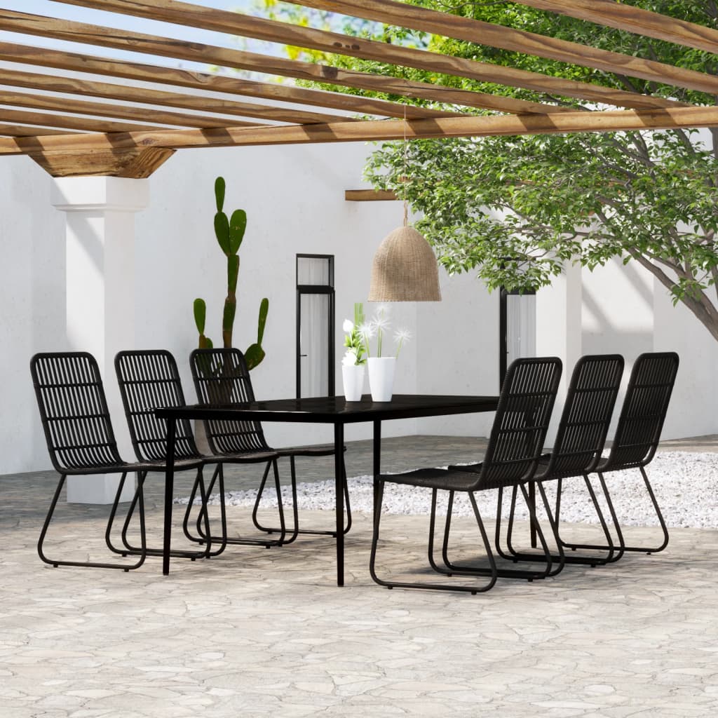 vidaXL Dining Set | Black | Powder-coated steel | Large | UV-resistant materials