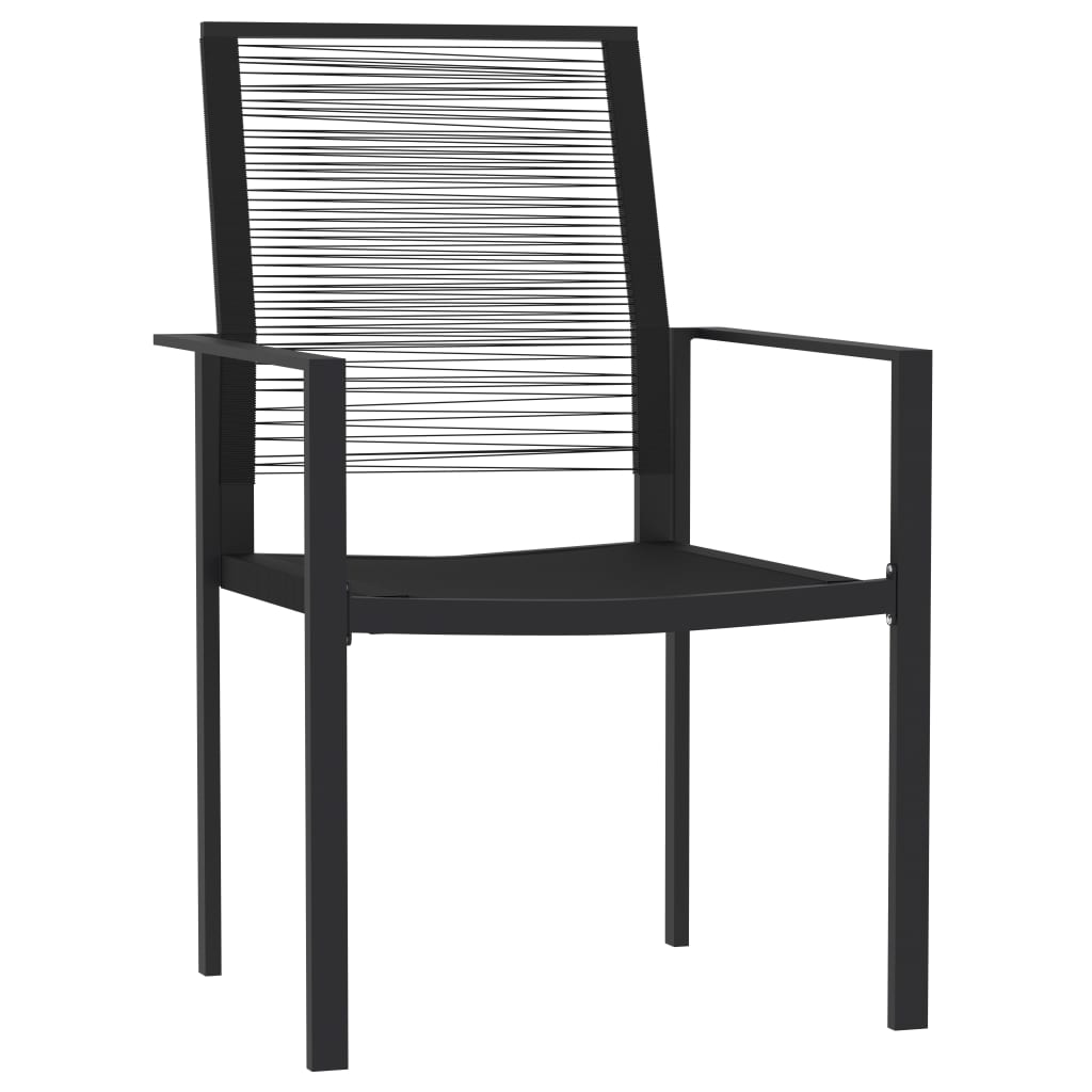 vidaXL Dining Set | Black | Powder-coated steel, PVC hollow rattan, glass