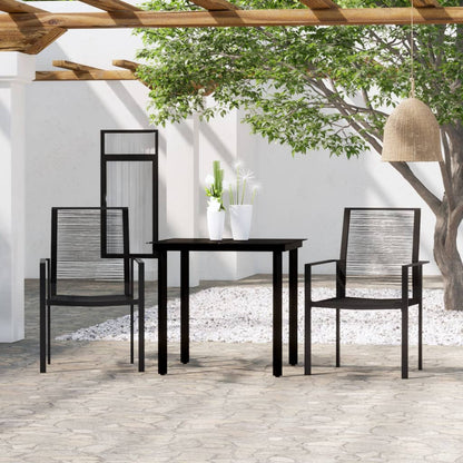 vidaXL Dining Set | Black | Powder-coated steel, PVC hollow rattan, glass