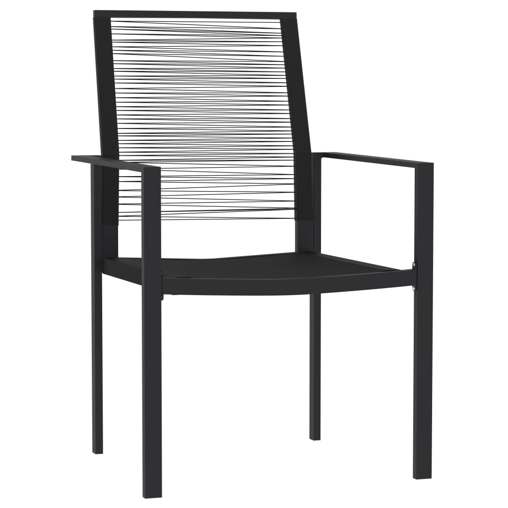vidaXL Dining Set | Black | Powder-Coated Steel, PVC hollow rattan, Glass