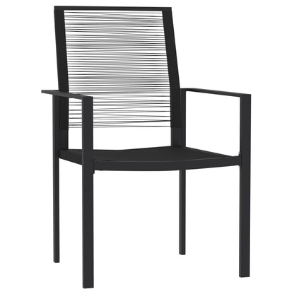 vidaXL Dining Set | Black | Powder-Coated Steel, PVC hollow rattan, Glass