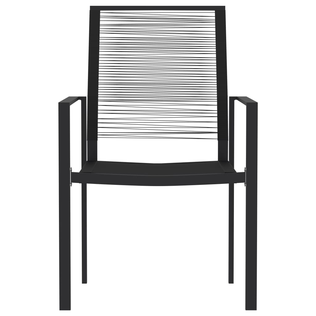 vidaXL Dining Set | Black | Powder-Coated Steel, PVC hollow rattan, Glass